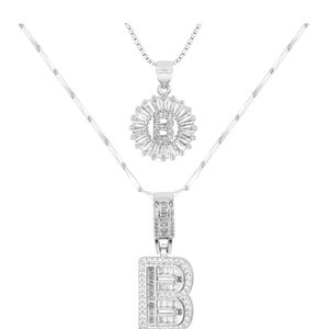 Dazzling Silver Initial B Pendant Necklace